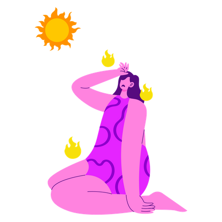 Garota em férias de verão super quentes  Ilustração