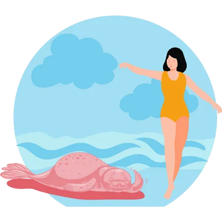 Garota no mar  Ilustração