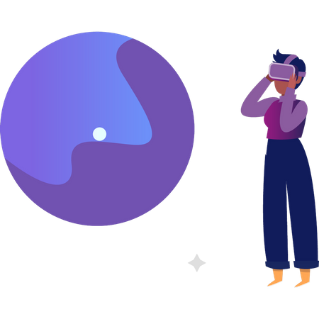 Garota no Metaverso usando VR  Ilustração