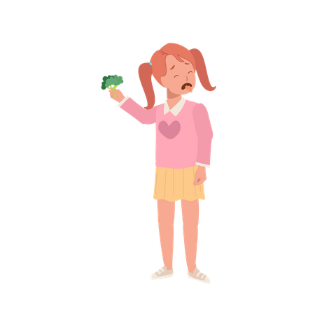 Garota odeia brócolis  Ilustração