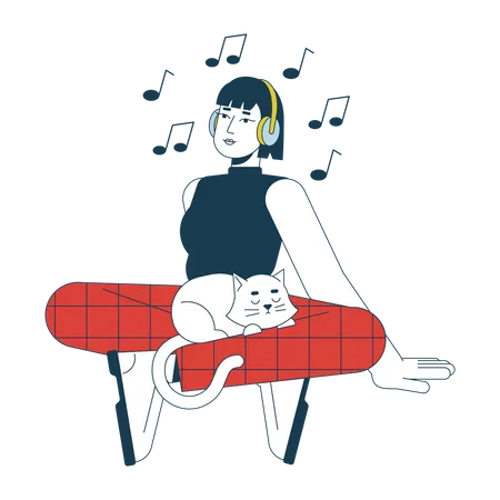 Garota ouvindo música  Ilustração