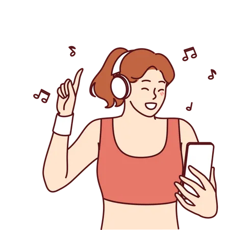 Garota ouvindo música  Ilustração