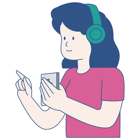 Garota ouvindo podcast  Ilustração