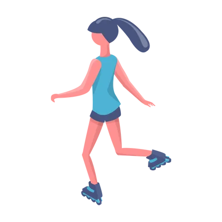 Menina patinando  Ilustração