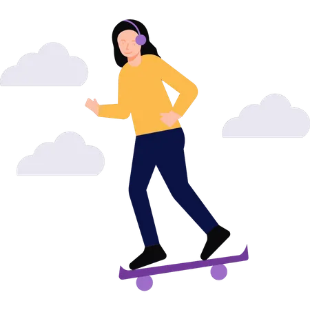 Menina patinando  Ilustração