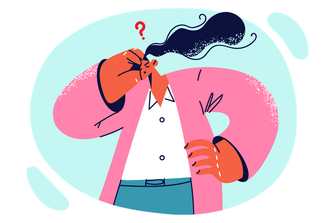 Garota pensando em algo  Ilustração