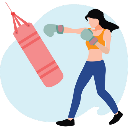 Garota praticando boxe  Ilustração