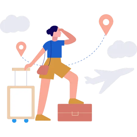 Menina procura local da viagem  Illustration