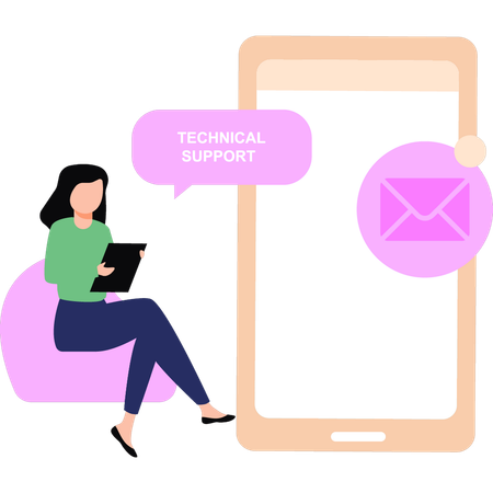 Garota está procurando suporte técnico  Ilustração