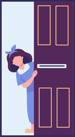 Menina recebendo na porta  Ilustração