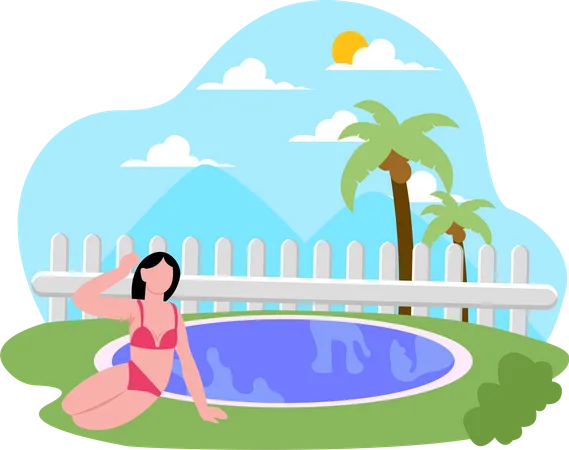 Garota relaxando nas férias  Ilustração