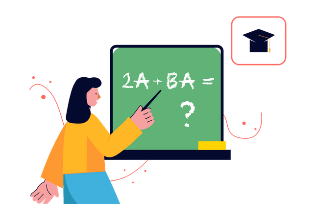 Garota resolvendo problema de álgebra  Ilustração