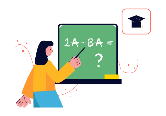 Garota resolvendo problema de álgebra  Ilustração