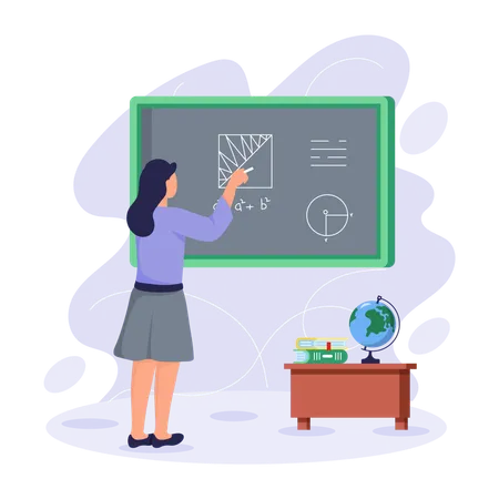 Garota resolvendo problema de matemática  Ilustração