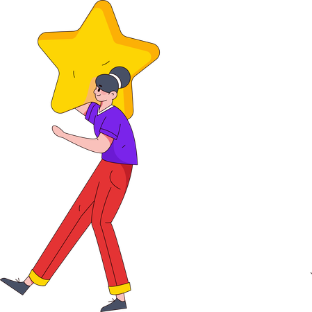 Menina segurando estrela  Ilustração