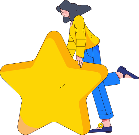 Menina segurando estrela  Ilustração