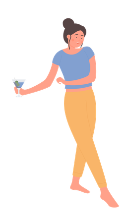 Menina segurando uma taça de vinho  Illustration