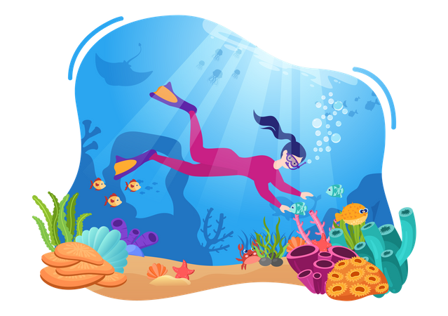 Garota de mergulho  Ilustração