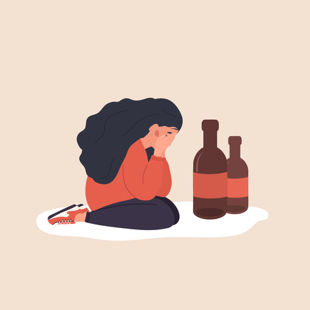 Menina que sofre de beber muito  Ilustração