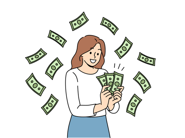 Garota de sorte fica rica depois de participar de loteria  Ilustração