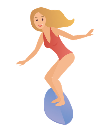 Garota surfando  Ilustração