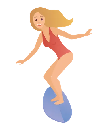 Garota surfando  Ilustração