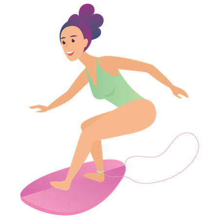 Garota surfando  Ilustração