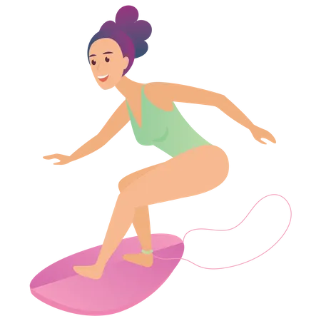 Garota surfando  Ilustração