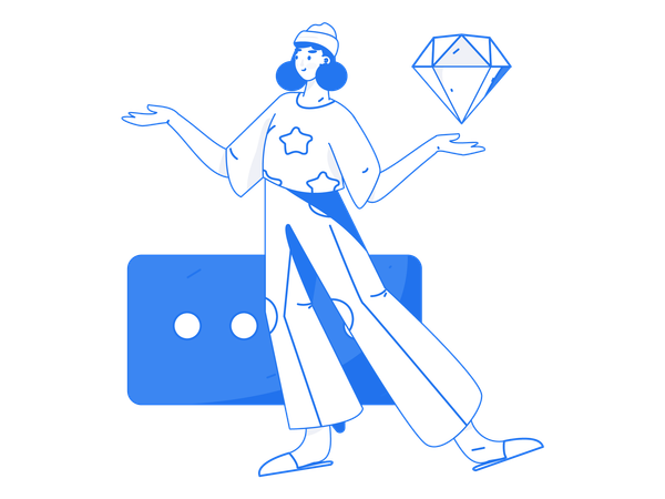 Garota tendo diamante  Ilustração