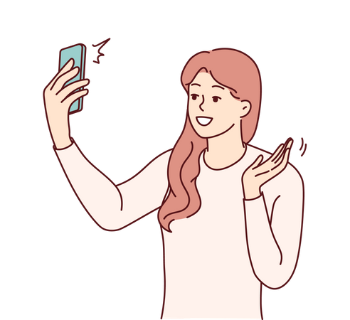 Garota tirando selfie  Ilustração