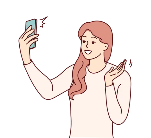 Garota tirando selfie  Ilustração