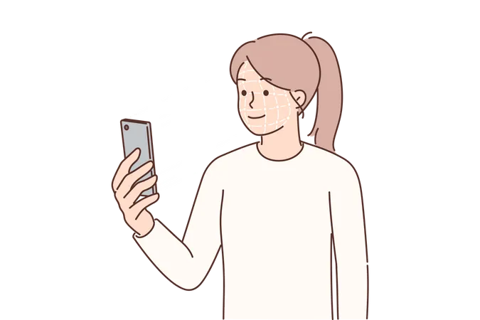 Garota tirando selfie  Ilustração