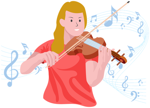 Menina tocando violão  Ilustração