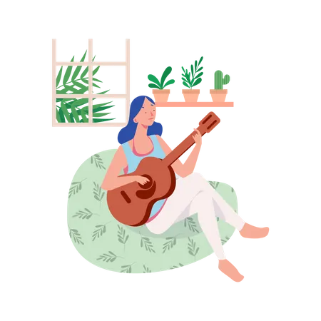 Menina tocando violão  Ilustração