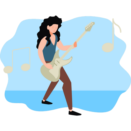 Menina tocando violão  Ilustração