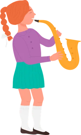 Menina tocando saxofone  Ilustração