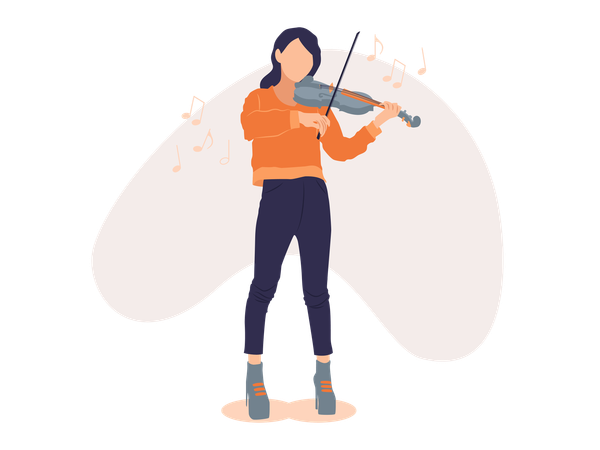 Menina tocando violino  Ilustração