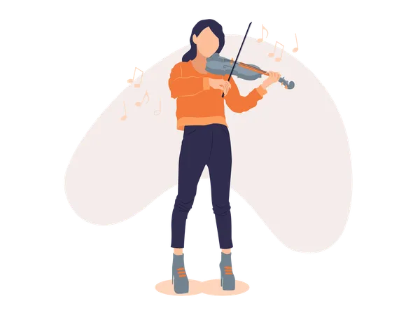 Menina tocando violino  Ilustração