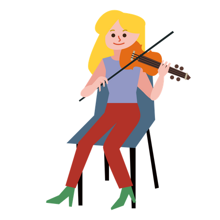 Menina tocando violino  Ilustração