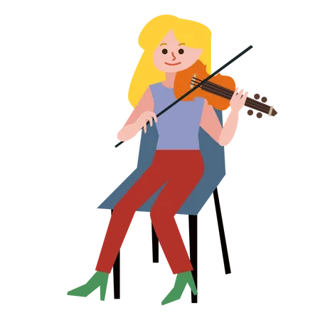 Menina tocando violino  Ilustração