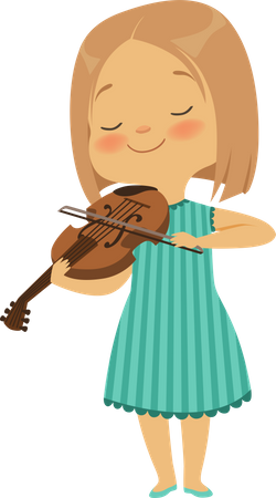 Menina tocando violino  Ilustração