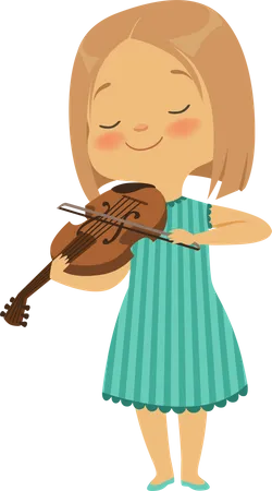 Menina tocando violino  Ilustração