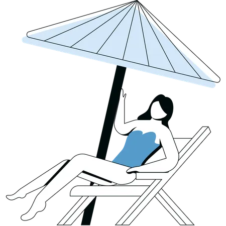 Garota tomando banho de sol  Ilustração