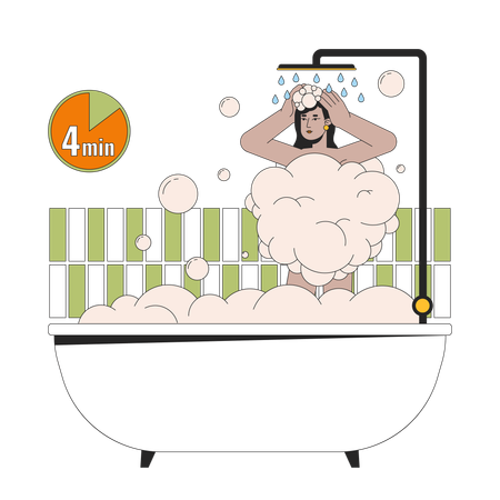 Menina tomando banho mais curto  Ilustração