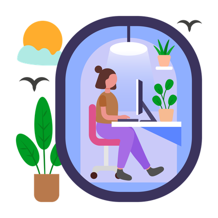 Trabalho de menina em grupos silenciosos  Ilustração
