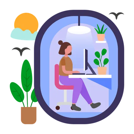 Trabalho de menina em grupos silenciosos  Ilustração
