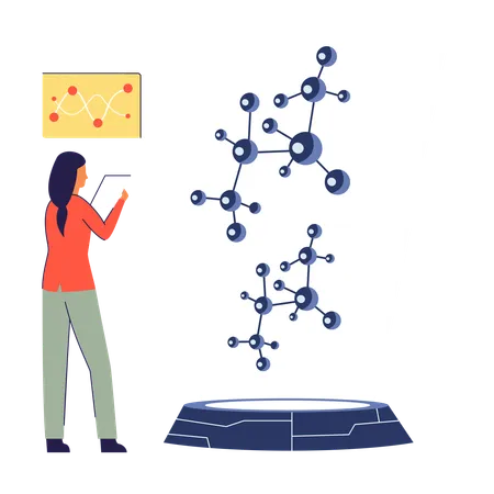 Garota trabalhando em nanotecnologia  Ilustração