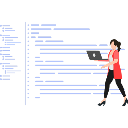 Garota trabalhando na codificação  Ilustração