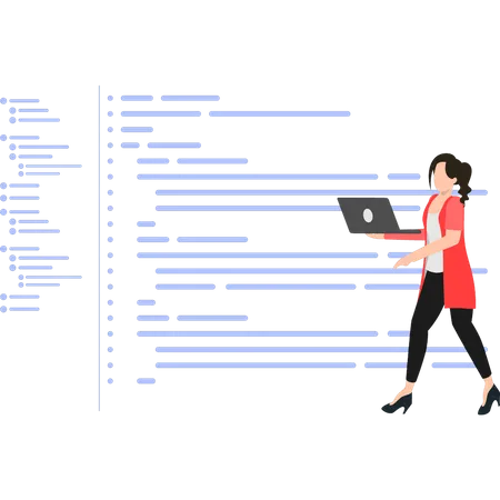 Garota trabalhando na codificação  Ilustração