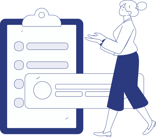 Menina trabalhando na opinião do cliente  Ilustração
